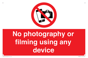 No photography or filming using any device